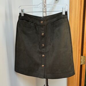 LOFT Olive Green Suede Button-Front Mini Skirt